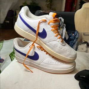 Nike White and Purple Sneakers Classic Style